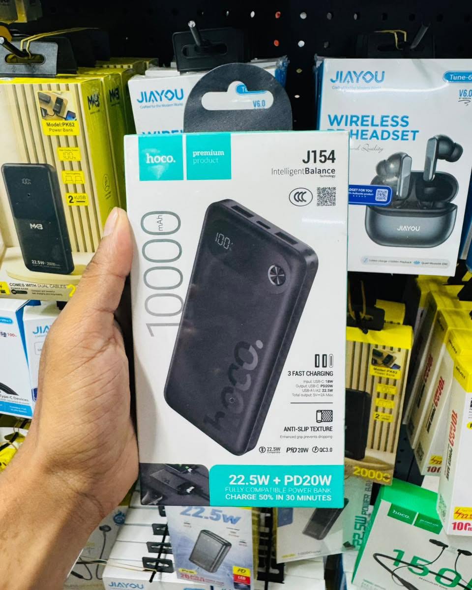Hoco J154 22.5W + PD20W Power Bank 10000mAh – 3 Fast Charging