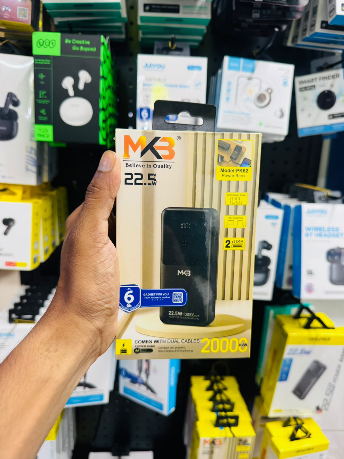 MKB PK62 20000mAh 22.5W Fast Charging Power Bank - Dual Cables Included