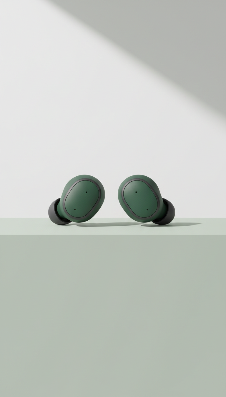 Wireless Earbuds with Green Accent