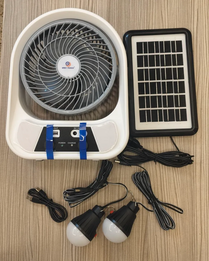 EP-608 Easy Power 8″ Rechargeable Solar Fan with LED Light & Power Bank Function