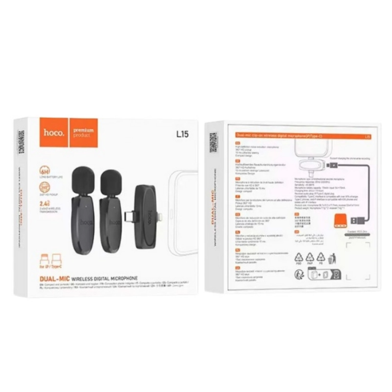 HOCO L15 Wireless Digital Microphone (Type-C) - 360° HD Sound & Noise Reduction
