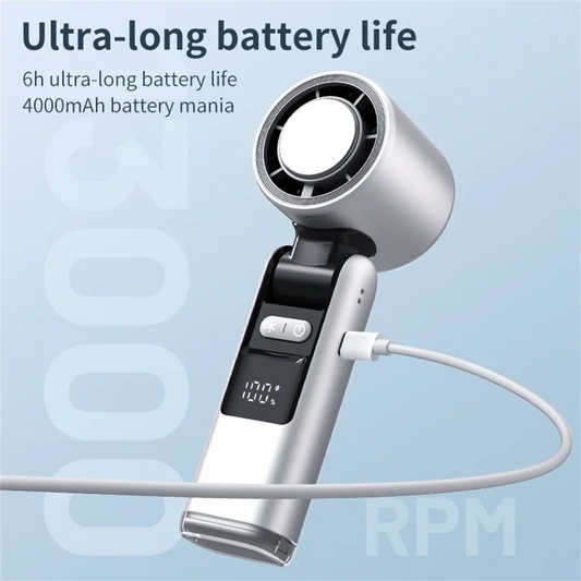 K-801 Rechargeable Handheld Ice Compress Fan with Digital Display & 199 Speed Gears