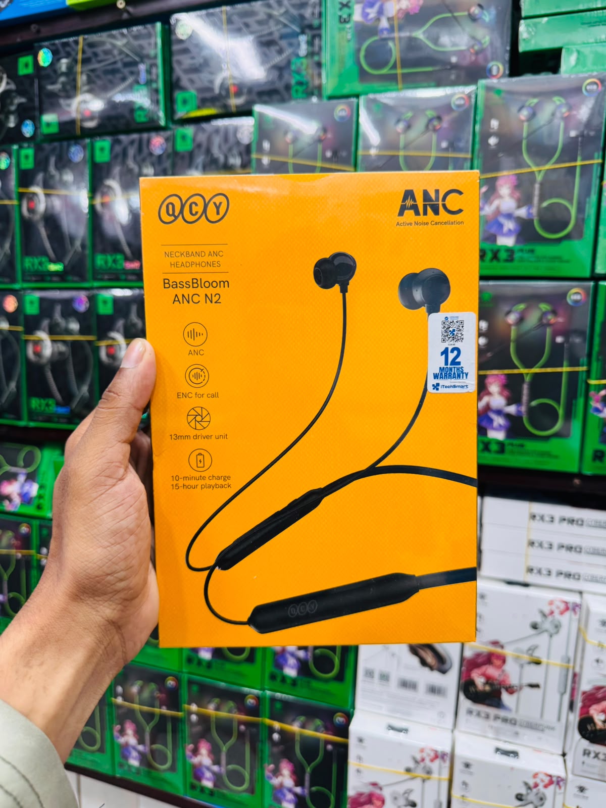 QCY BassBloom ANC N2 Neckband Headphones | Active Noise Cancellation