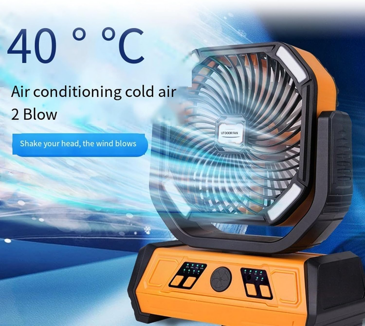 X30 Rechargeable Outdoor Camping Fan with Remote Control – Multi-functional Portable Fan with LED Light, Power Bank & Auto Oscillation