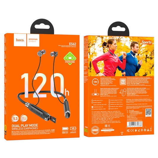 hoco ES62 Wireless Neckband Earphone – 120H Battery & TF Card Support