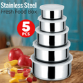 Stainless Steel Food Storage Box Set – ঢাকনাসহ ৫ পিস